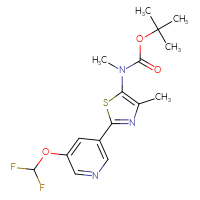 Chemical structure of tert-butyl N-{2-[5-(difluoromethoxy)pyridin-3-yl]-4-methyl-1,3-thiazol-5-yl}-N-methylcarbamate - CSSB00161116022