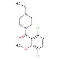 Chemical structure of 1-(3,6-dichloro-2-methoxybenzoyl)-4-ethylpiperazine - CSSB06379018996