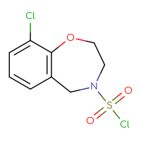 Chemical structure of 9-chloro-2,3,4,5-tetrahydro-1,4-benzoxazepine-4-sulfonyl chloride - CSSB14985244893
