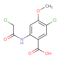 Chemical structure of 5-chloro-2-(2-chloroacetamido)-4-methoxybenzoic acid - CSSB21105655406