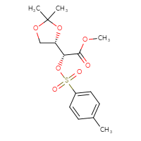 Chemical structure of methyl (2R)-2-[(4S)-2,2-dimethyl-1,3-dioxolan-4-yl]-2-[(4-methylbenzenesulfonyl)oxy]acetate - CSSB00121573424