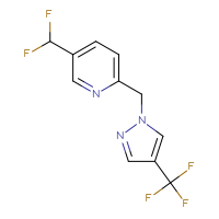Chemical structure of 5-(difluoromethyl)-2-{[4-(trifluoromethyl)-1H-pyrazol-1-yl]methyl}pyridine - CSSB14904318360
