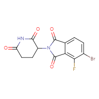Chemical structure of 5-bromo-2-(2,6-dioxopiperidin-3-yl)-4-fluoro-2,3-dihydro-1H-isoindole-1,3-dione - CSSB06454656776