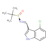 Chemical structure of (R)-N-[(4-chloro-1H-indol-3-yl)methylidene]-2-methylpropane-2-sulfinamide - CSSB21331809727