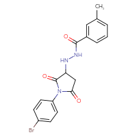Chemical structure of N'-[1-(4-bromophenyl)-2,5-dioxopyrrolidin-3-yl]-3-methylbenzohydrazide - CSSB00121706783