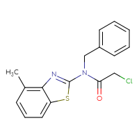 Chemical structure of N-benzyl-2-chloro-N-(4-methyl-1,3-benzothiazol-2-yl)acetamide - CSSB00000021351