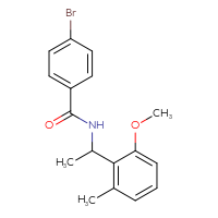 Chemical structure of 4-bromo-N-[1-(2-methoxy-6-methylphenyl)ethyl]benzamide - CSSB15366154690