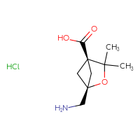 Chemical structure of (1r,4r)-1-(aminomethyl)-3,3-dimethyl-2-oxabicyclo[2.1.1]hexane-4-carboxylic acid hydrochloride - CSSB06446547078