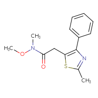 Chemical structure of N-methoxy-N-methyl-2-(2-methyl-4-phenyl-1,3-thiazol-5-yl)acetamide - CSSB21151594784