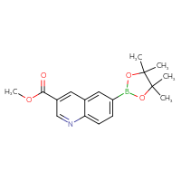 Chemical structure of methyl 6-(4,4,5,5-tetramethyl-1,3,2-dioxaborolan-2-yl)quinoline-3-carboxylate - CSSB00020625010
