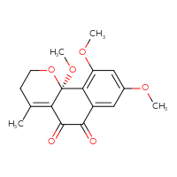 Chemical structure of (10bS)-8,10,10b-trimethoxy-4-methyl-2H,3H,5H,6H,10bH-naphtho[1,2-b]pyran-5,6-dione - CSSB00159274367