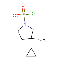 Chemical structure of 3-cyclopropyl-3-methylpyrrolidine-1-sulfonyl chloride - CSSB03551215566