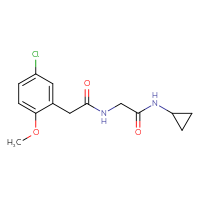 Chemical structure of 2-(5-chloro-2-methoxyphenyl)-N-[(cyclopropylcarbamoyl)methyl]acetamide - CSSB00104337421