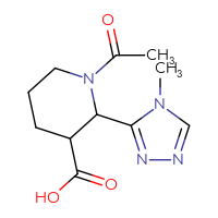 Chemical structure of 1-acetyl-2-(4-methyl-4H-1,2,4-triazol-3-yl)piperidine-3-carboxylic acid - CSSB03496555104