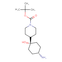 Chemical structure of tert-butyl 4-[(1s,4s)-4-amino-1-hydroxycyclohexyl]piperidine-1-carboxylate - CSSB21255954604