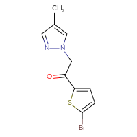 Chemical structure of 1-(5-bromothiophen-2-yl)-2-(4-methyl-1H-pyrazol-1-yl)ethan-1-one - CSSB00011363928