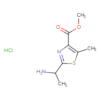 Chemical structure of methyl 2-(1-aminoethyl)-5-methyl-1,3-thiazole-4-carboxylate hydrochloride - CSSB20963515883