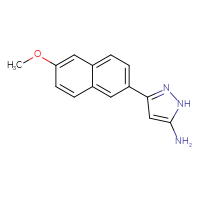 Chemical structure of 3-(6-methoxynaphthalen-2-yl)-1H-pyrazol-5-amine - CSSB00020654105