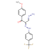 Chemical structure of 3-hydrazinylidene-1-(4-methoxyphenyl)-2-{2-[4-(trifluoromethyl)phenyl]hydrazin-1-ylidene}propan-1-one - CSSB02125603472