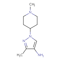 Chemical structure of 3-methyl-1-(1-methylpiperidin-4-yl)-1H-pyrazol-4-amine - CSSB00010750772