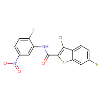 Chemical structure of 3-chloro-6-fluoro-N-(2-fluoro-5-nitrophenyl)-1-benzothiophene-2-carboxamide - CSSB00046767075