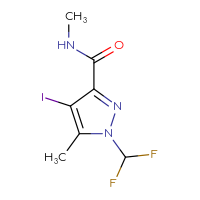 Chemical structure of 1-(difluoromethyl)-4-iodo-N,5-dimethyl-1H-pyrazole-3-carboxamide - CSSB06358532424
