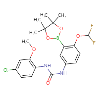 Chemical structure of 3-(4-chloro-2-methoxyphenyl)-1-[4-(difluoromethoxy)-3-(4,4,5,5-tetramethyl-1,3,2-dioxaborolan-2-yl)phenyl]urea - CSSB21332093429