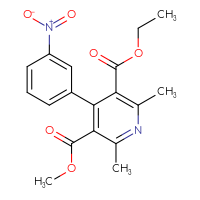 Chemical structure of 3-ethyl 5-methyl 2,6-dimethyl-4-(3-nitrophenyl)pyridine-3,5-dicarboxylate - CSSB00102588105