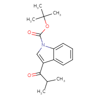 Chemical structure of tert-butyl 3-(2-methylpropanoyl)-1H-indole-1-carboxylate - CSSB20878643813