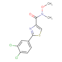 Chemical structure of 2-(3,4-dichlorophenyl)-N-methoxy-N-methyl-1,3-thiazole-4-carboxamide - CSSB02020832630