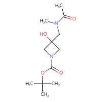 Chemical structure of tert-butyl 3-hydroxy-3-[(N-methylacetamido)methyl]azetidine-1-carboxylate - CSSB02517149265