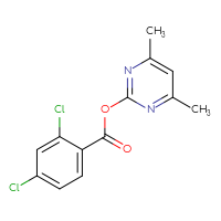 Chemical structure of 4,6-dimethylpyrimidin-2-yl 2,4-dichlorobenzoate - CSSB00138424875