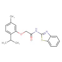 Chemical structure of N-(1,3-benzothiazol-2-yl)-2-[5-methyl-2-(propan-2-yl)phenoxy]acetamide - CSSB00105320167