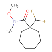Chemical structure of 1-(difluoromethyl)-N-methoxy-N-methylcycloheptane-1-carboxamide - CSSB15027631090