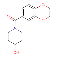 Chemical structure of 1-(2,3-dihydro-1,4-benzodioxine-6-carbonyl)piperidin-4-ol - CSSB00016992882