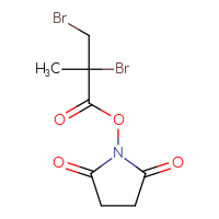 Chemical structure of 2,5-dioxopyrrolidin-1-yl 2,3-dibromo-2-methylpropanoate - CSSB17484214259