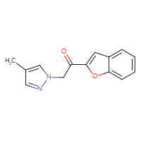Chemical structure of 1-(1-benzofuran-2-yl)-2-(4-methyl-1H-pyrazol-1-yl)ethan-1-one - CSSB00007808337