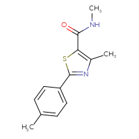 Chemical structure of N,4-dimethyl-2-(4-methylphenyl)-1,3-thiazole-5-carboxamide - CSSB00046088313