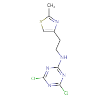 Chemical structure of 4,6-dichloro-N-[2-(2-methyl-1,3-thiazol-4-yl)ethyl]-1,3,5-triazin-2-amine - CSSB00000295616