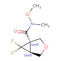 Chemical structure of rac-(1R,5S)-6,6-difluoro-N-methoxy-N-methyl-3-oxabicyclo[3.1.0]hexane-1-carboxamide - CSSB02128424110
