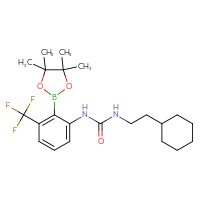 Chemical structure of 1-(2-cyclohexylethyl)-3-[2-(4,4,5,5-tetramethyl-1,3,2-dioxaborolan-2-yl)-3-(trifluoromethyl)phenyl]urea - CSSB21332175919