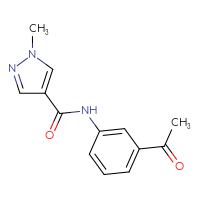 Chemical structure of N-(3-acetylphenyl)-1-methyl-1H-pyrazole-4-carboxamide - CSSB00000395178