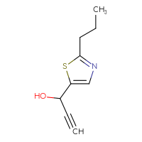 Chemical structure of 1-(2-propyl-1,3-thiazol-5-yl)prop-2-yn-1-ol - CSSB00153793297
