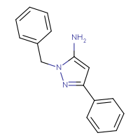 Chemical structure of 1-benzyl-3-phenyl-1H-pyrazol-5-amine - CSSB00000736515