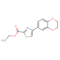 Chemical structure of ethyl 4-(2,3-dihydro-1,4-benzodioxin-6-yl)-1,3-thiazole-2-carboxylate - CSSB00056500536