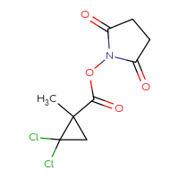 Chemical structure of 2,5-dioxopyrrolidin-1-yl 2,2-dichloro-1-methylcyclopropane-1-carboxylate - CSSB17484213856