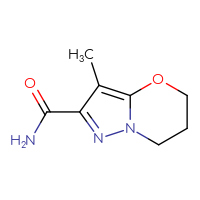 Chemical structure of 3-methyl-5H,6H,7H-pyrazolo[3,2-b][1,3]oxazine-2-carboxamide - CSSB02270737137