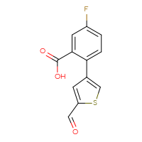 Chemical structure of 5-fluoro-2-(5-formylthiophen-3-yl)benzoic acid - CSSB00150708270