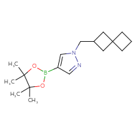 Chemical structure of 1-({spiro[3.3]heptan-2-yl}methyl)-4-(4,4,5,5-tetramethyl-1,3,2-dioxaborolan-2-yl)-1H-pyrazole - CSSB00125547599