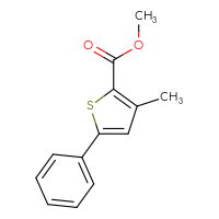 Chemical structure of methyl 3-methyl-5-phenylthiophene-2-carboxylate - CSSB00010888523